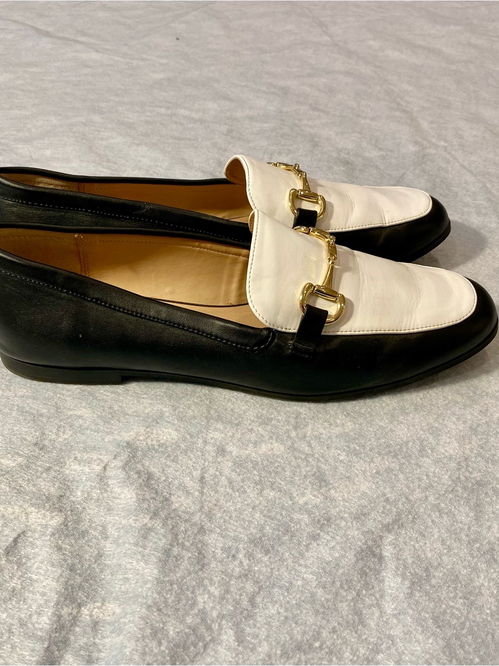 Alfani Two-Tone Black and White Leather Loafers with Gold Bit - Picture 6 of 8
